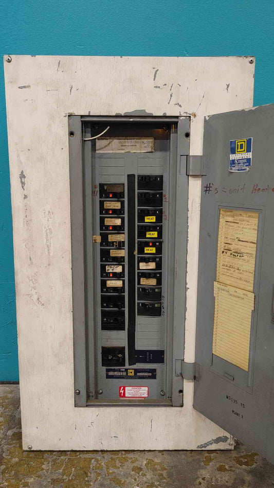 Square D NQOB Panelboard 120/208V 3PH 100A Main Breaker Panel Enclosure Loaded