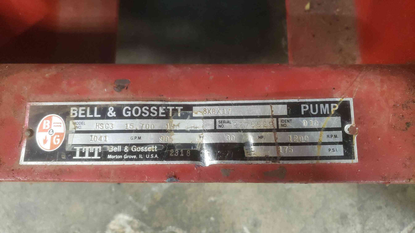 Bell & Gossett HSC3 8x8x17 Split Case Centrifugal Pump US Motors 30HP 208-460V