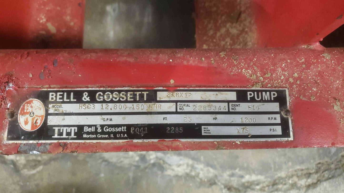 Bell & Gossett HSC3 8x8x12 Split Case Centrifugal Pump US Motors 25HP 208-460V