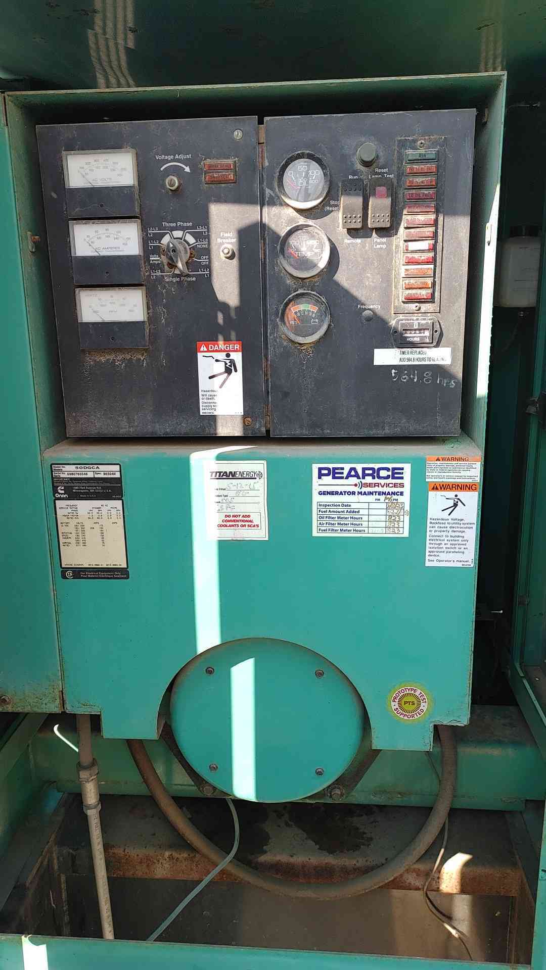 Cummins Onan 50DGCA 50 kW Diesel Generator 120/240V 277/480V 100Gal Tank 857Hr