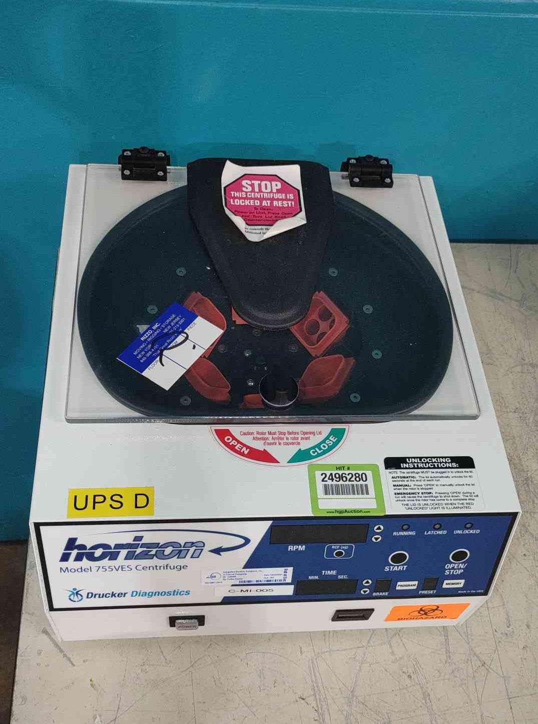 Drucker Diagnostics Horizon 755VES Benchtop Lab Centrifuge 4300 RPM 24 Tube Cap