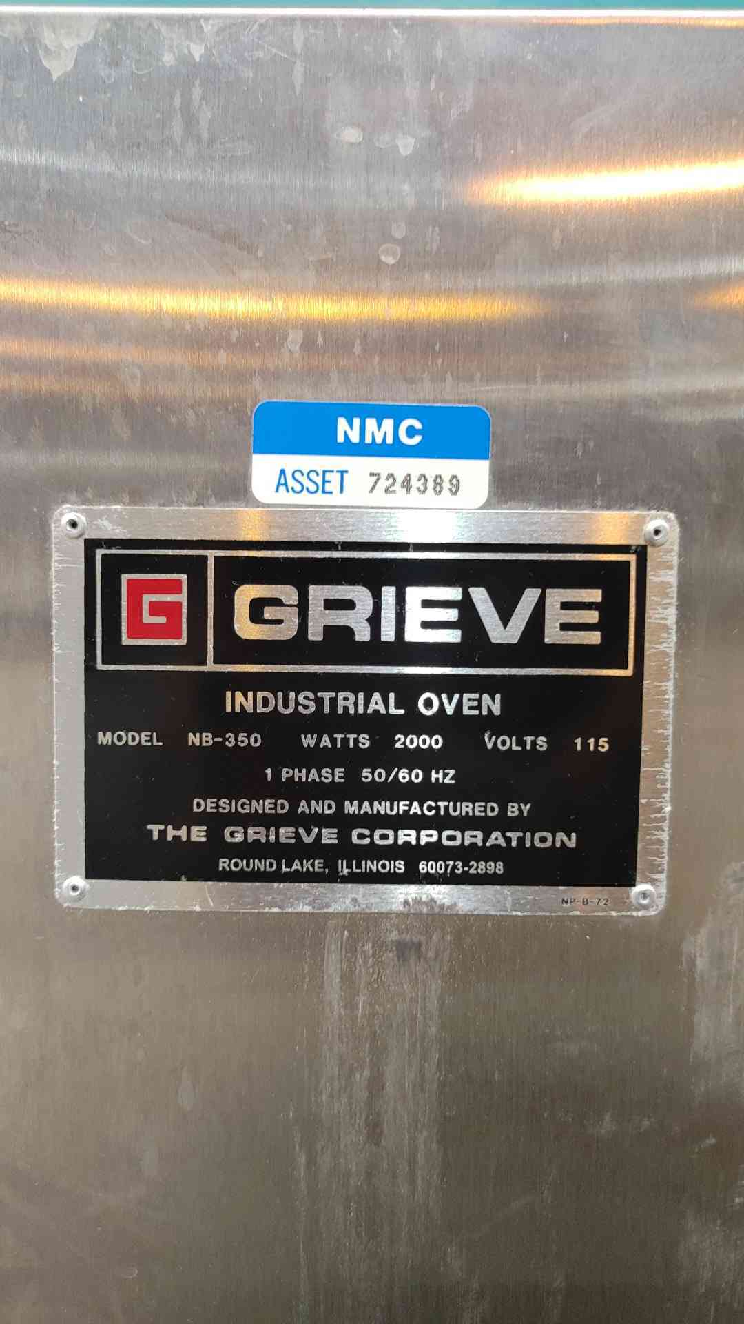 Grieve NB-350 Industrial Laboratory Benchtop Oven 350F 2000W 115V 7 Cu Ft