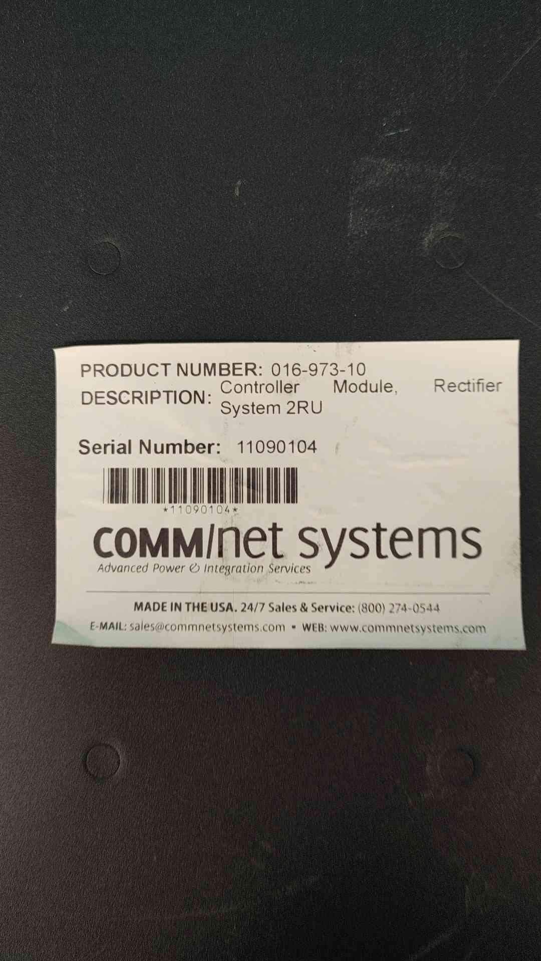 COMM/net 016-973-10 Rectifier Bay Supervisory Controller Module 2RU Telecom PDU
