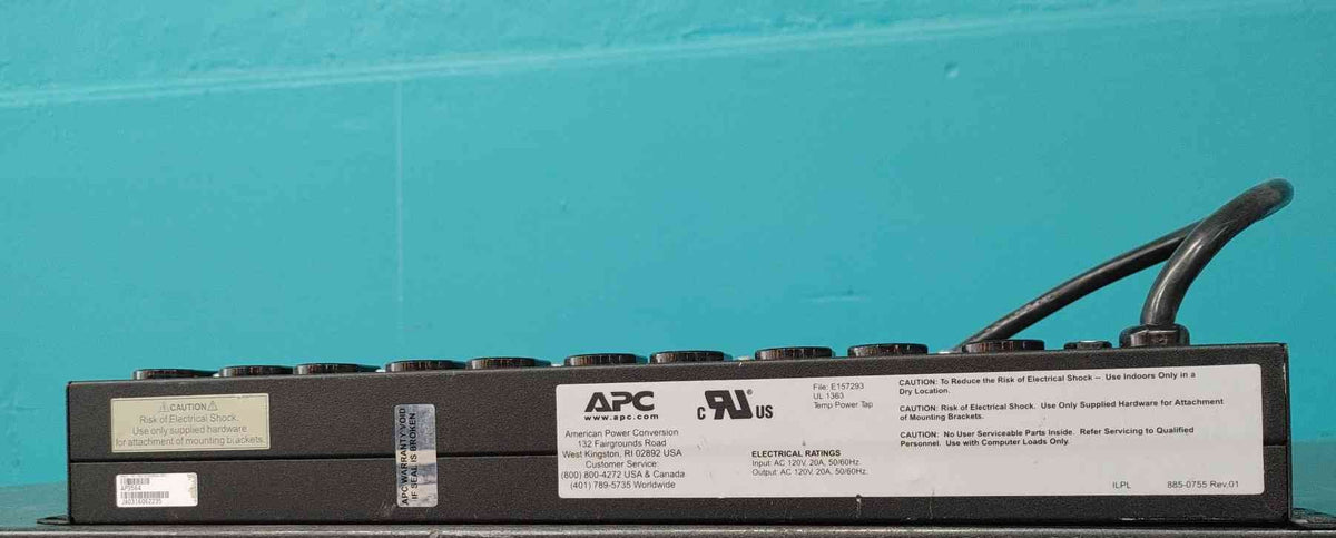 APC AP9564 Basic 1U Rackmount PDU Power Distribution Unit 120V 20A 10 Outlet