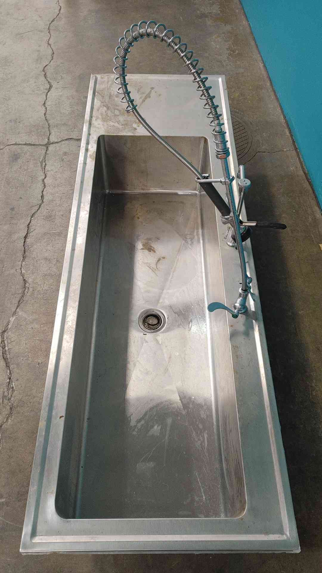 86 Commercial Stainless Steel Trough Sink Pre Rinse Sprayer Faucet Drainboard