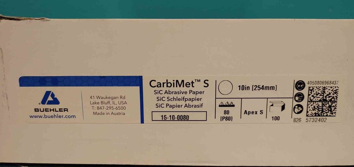 Buehler CarbiMet S 10" Abrasive Grinding Discs 80 Grit P80 16-10-0080 SiC 10in
