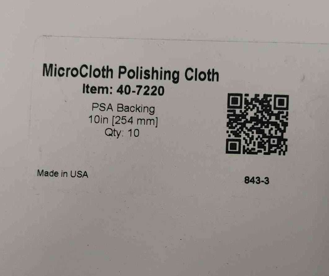 Buehler MicroCloth 10" Polishing Cloths PSA Backing 10 Pk 40-7220 Metallographic