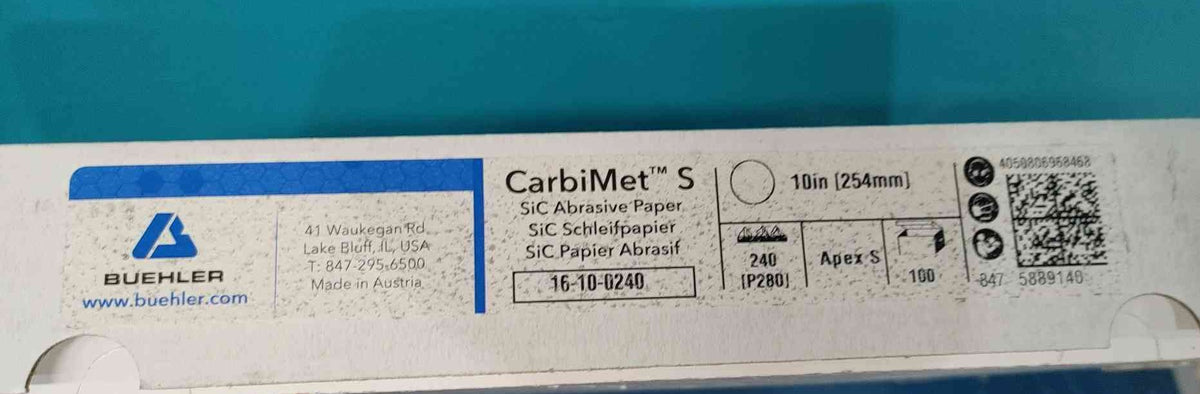 Buehler CarbiMet S 10" Abrasive Grinding Discs 240 Grit P280 16-10-0240 SiC 10in