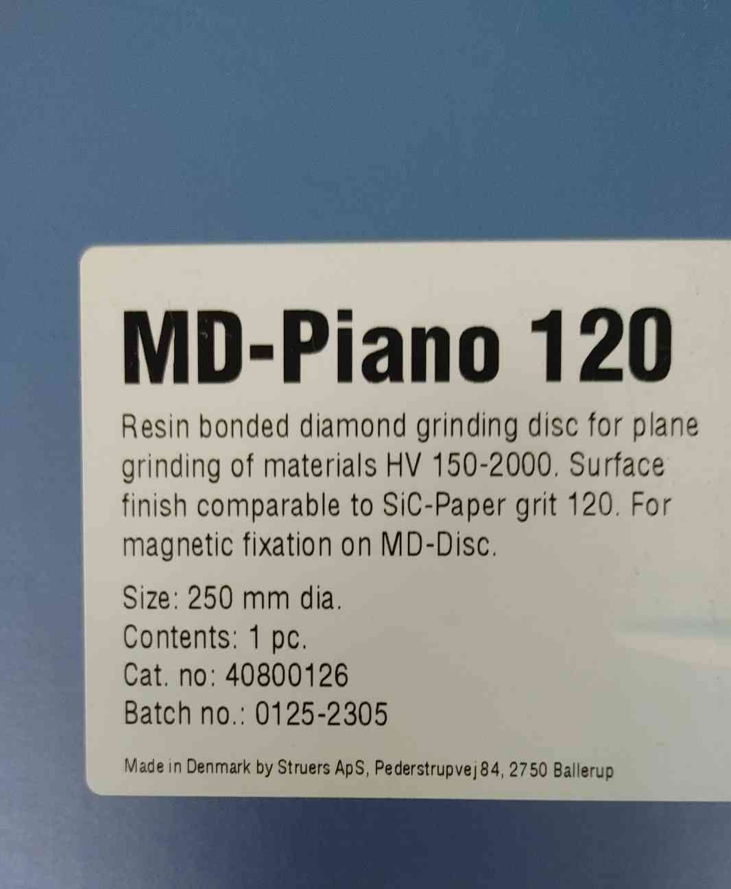 Struers MD-Piano 120 Diamond Grinding Disc 250mm 10" 40800126 Magnetic Metallographic