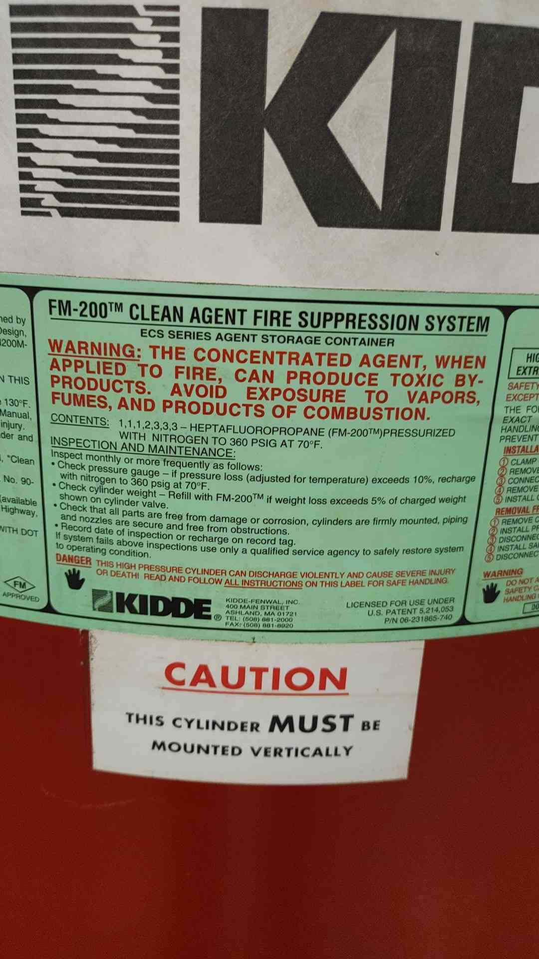 KIDDE 410 LBS FM-200 Clean Agent Fire Suppression System (Sku:116369)