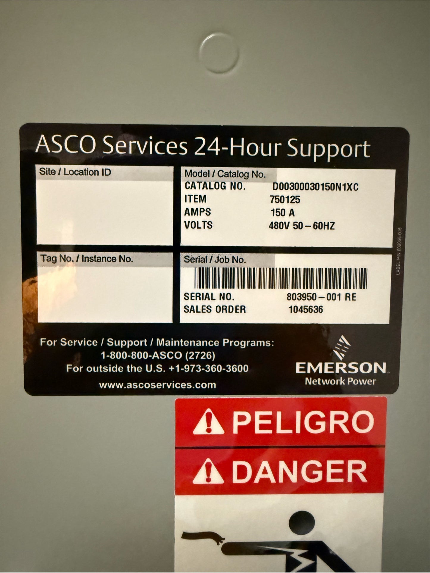 ASCO ATS D00300030150N1XC 150A 480V Automatic Transfer Switch (SKU: 109960)