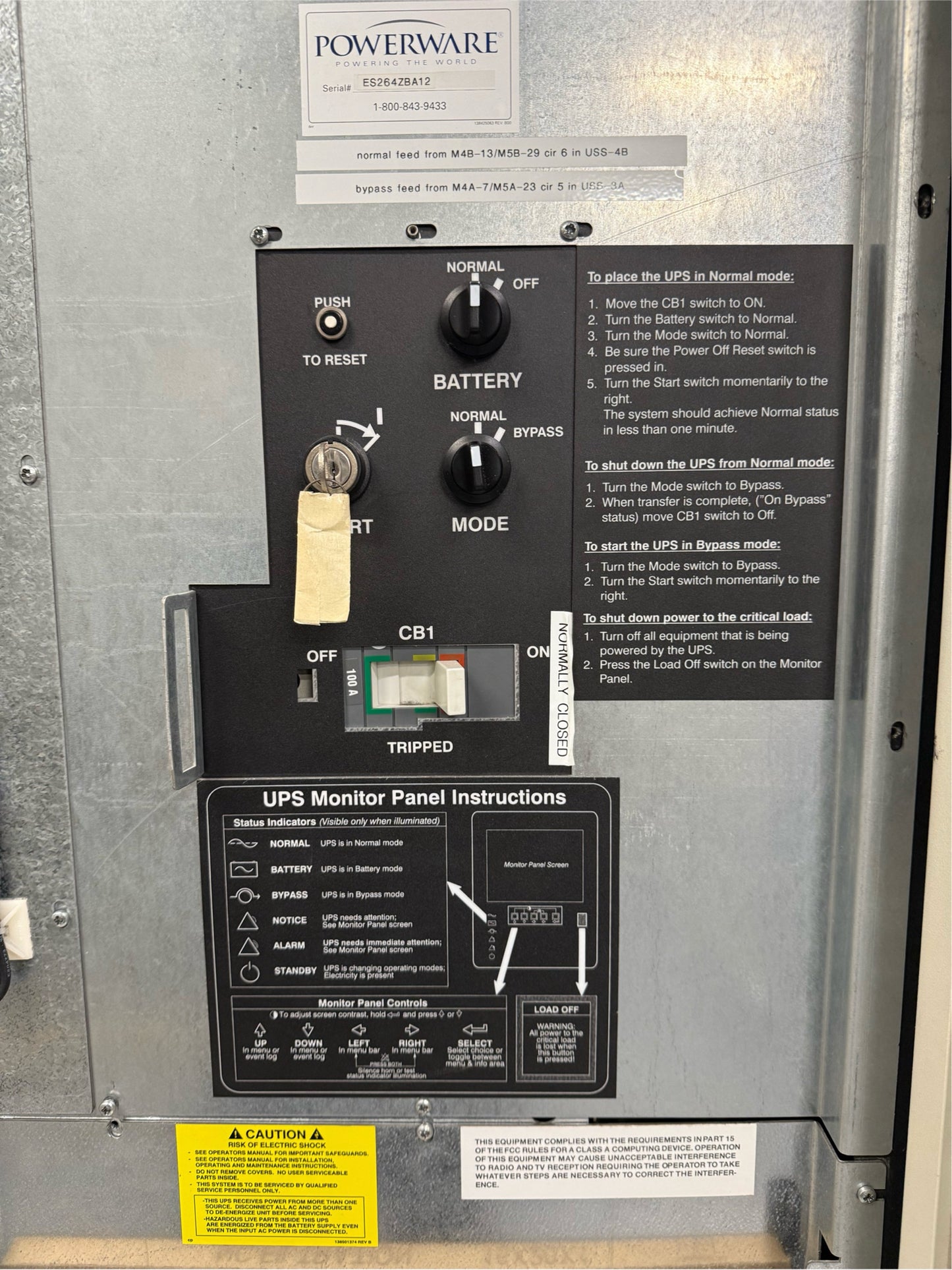 Powerware UPS System 9315-50 480V 60hz 3ph 82A 50KVA