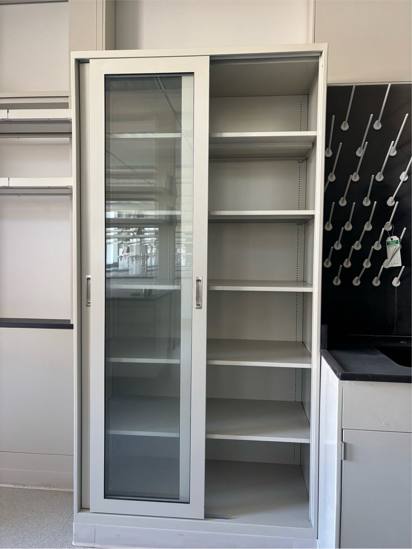 Tall Metal Glass Storage Cabinet 42"x22"x85" (SKU: 112863)