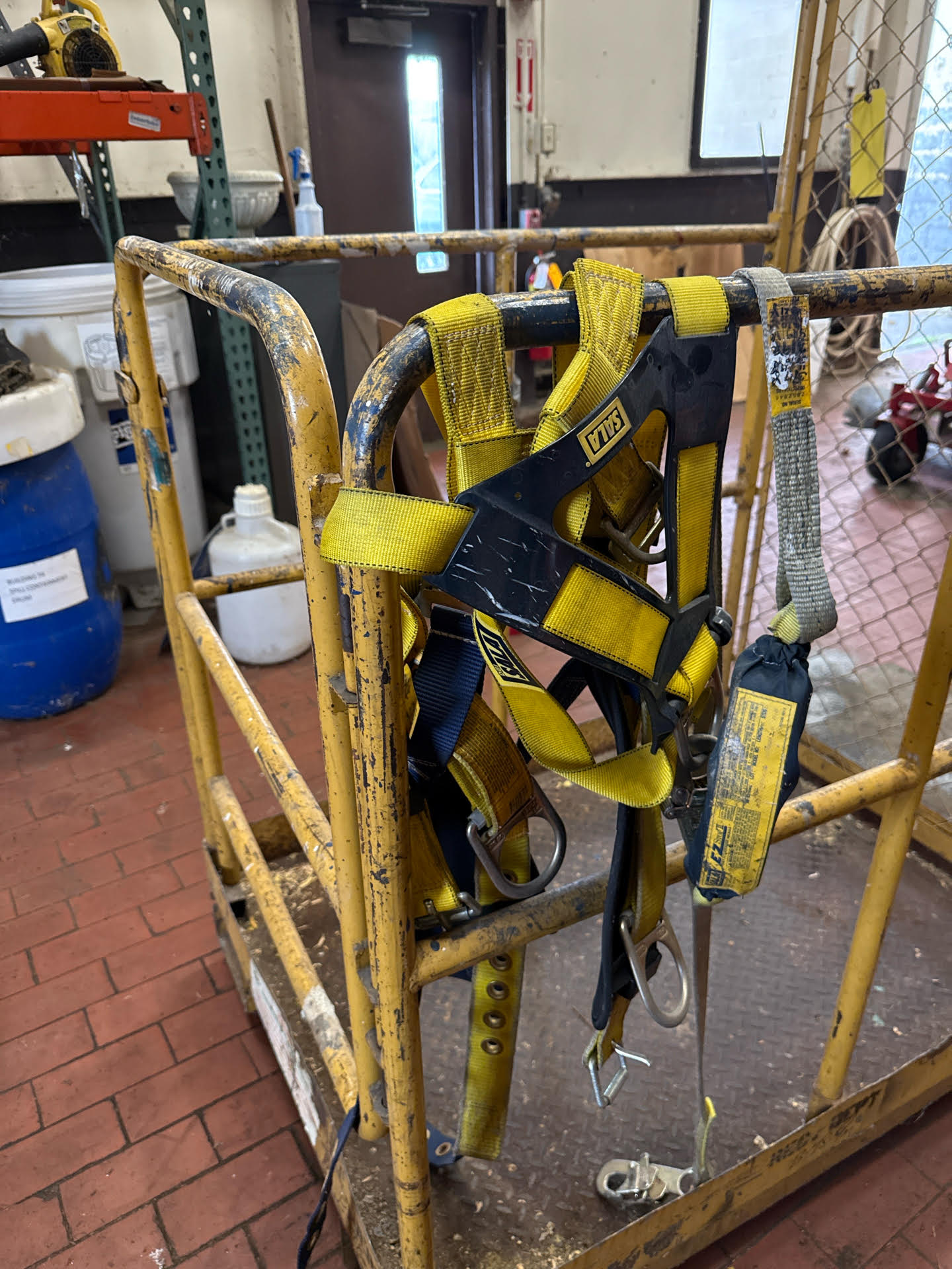 Equipment Company Aerial Forklift work Cage with safety harnesses