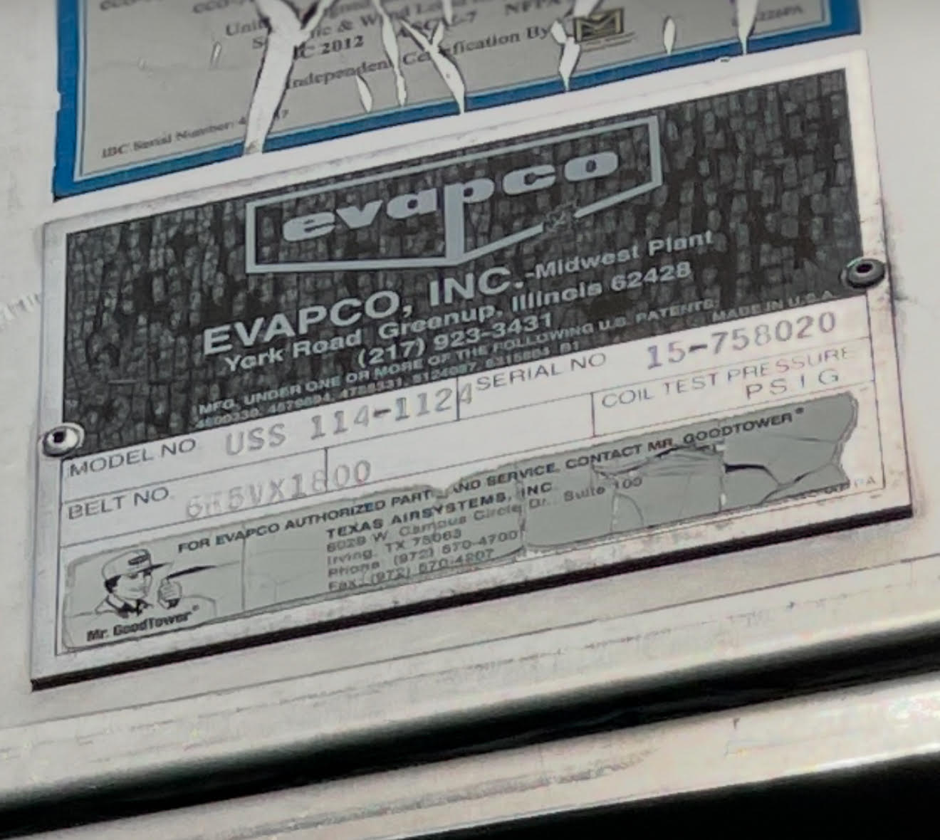 2015 EVAPCO 400-ton Cooling Tower Installed and Never Used