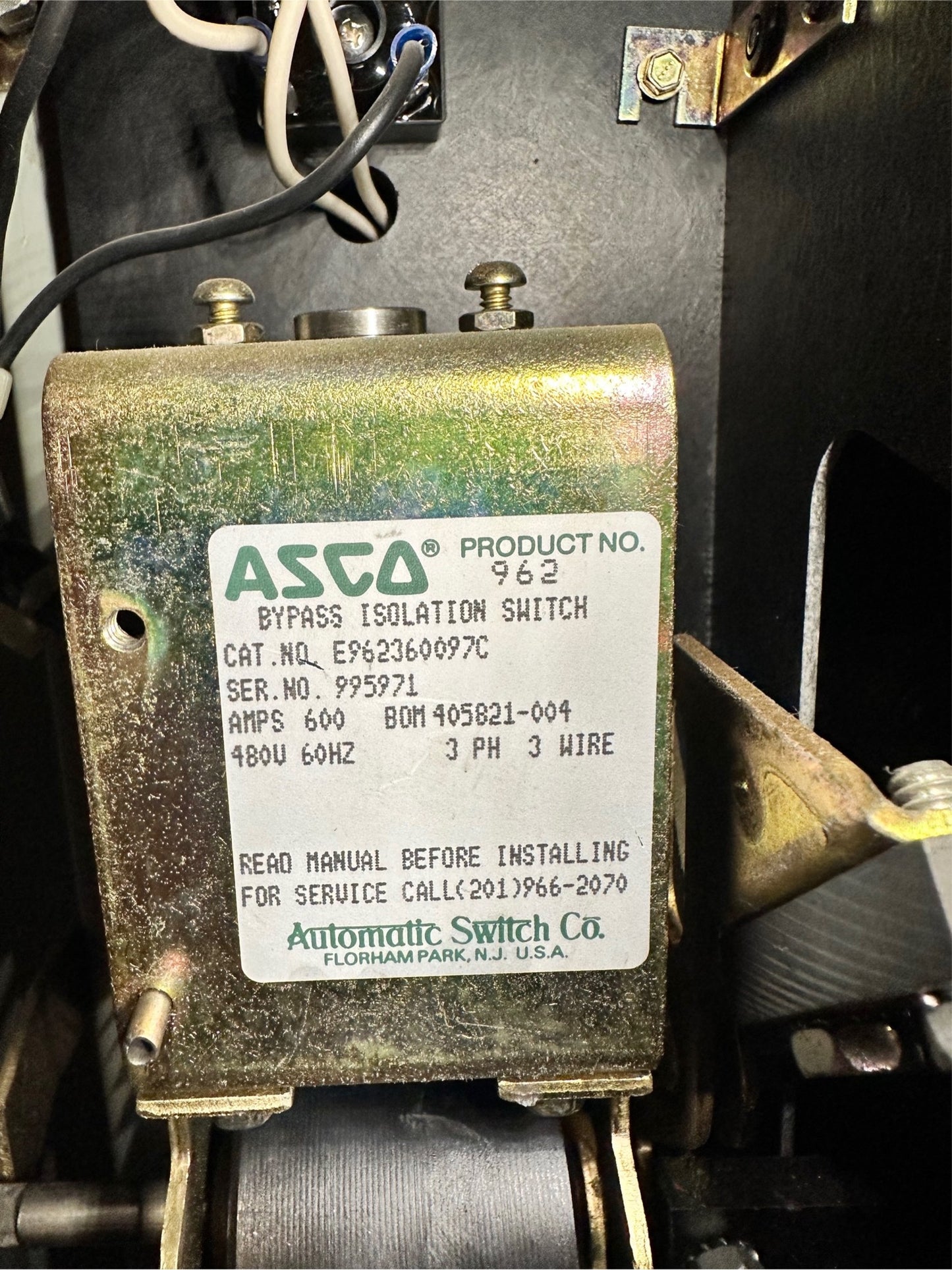 ASCO 600A Series 900 Bypass Isolation Transfer Switch ATS(S6LLST7401)