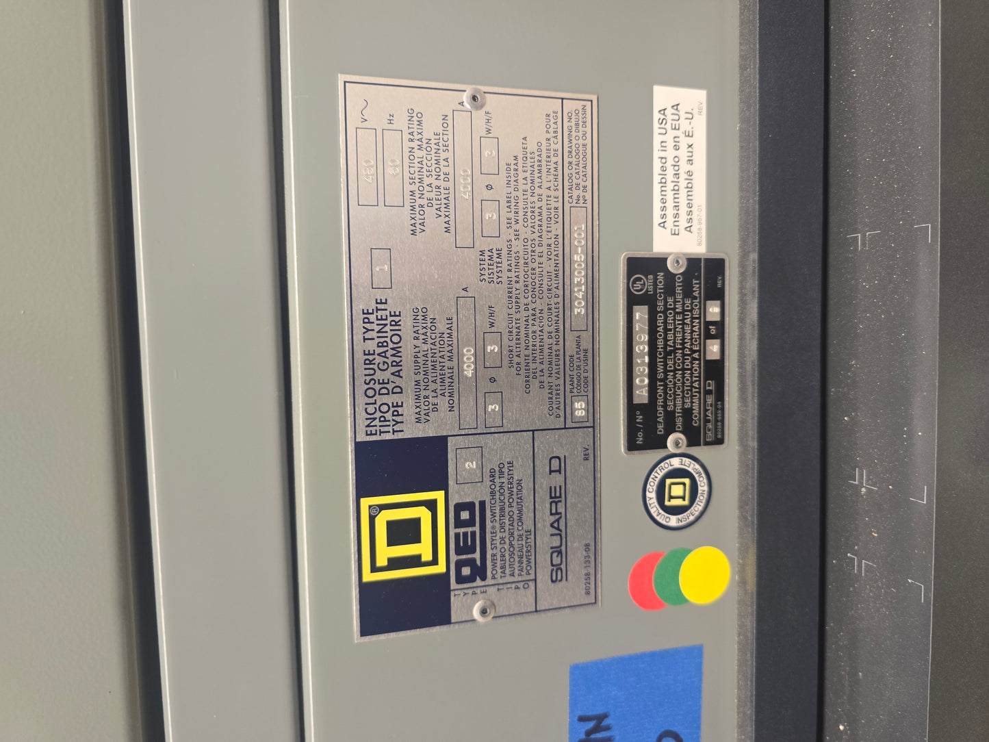 4000A Square D QED Power Style 9-Section Switchgear 480V 60hz 3PH LATE REMOVAL