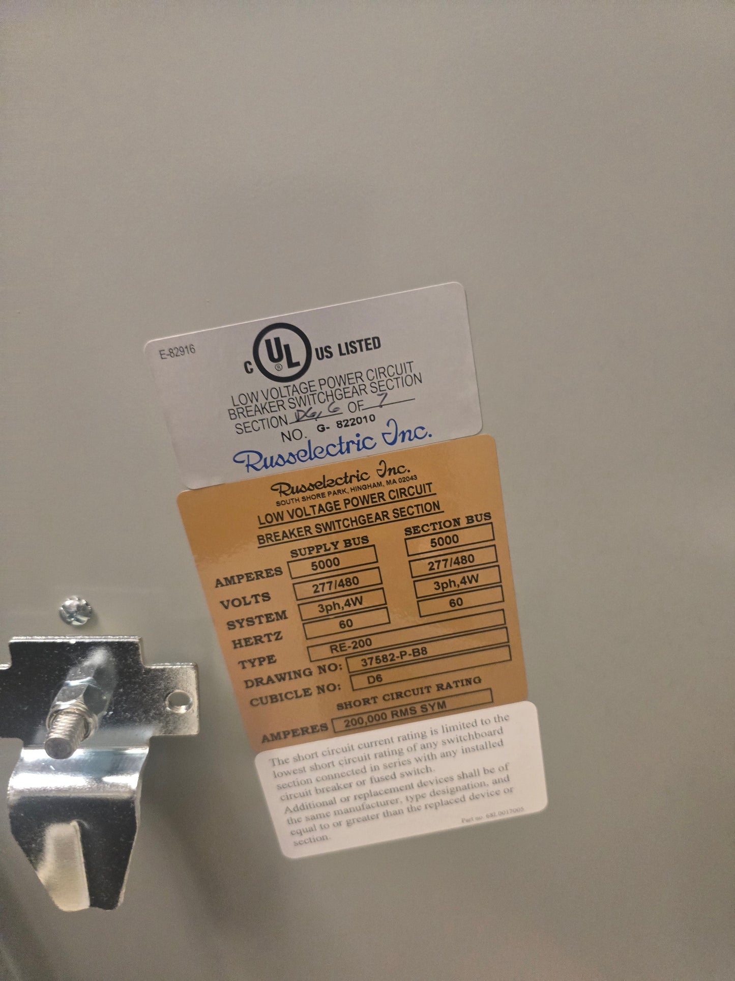 Russelectric 7 Section Switchgear 5000A 3PH 277/480 RE-200 11 Breakers