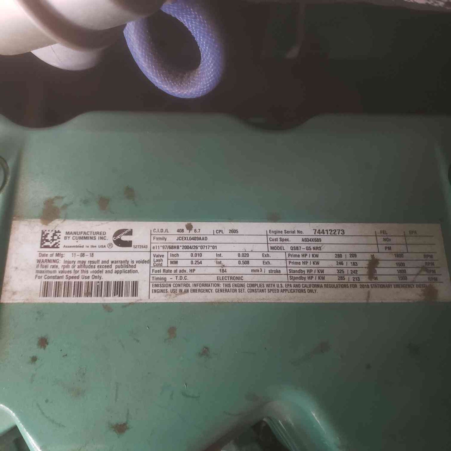 150KW Cummins DSGAC-1865734 1&3PH Diesel 203 Hrs TESTED