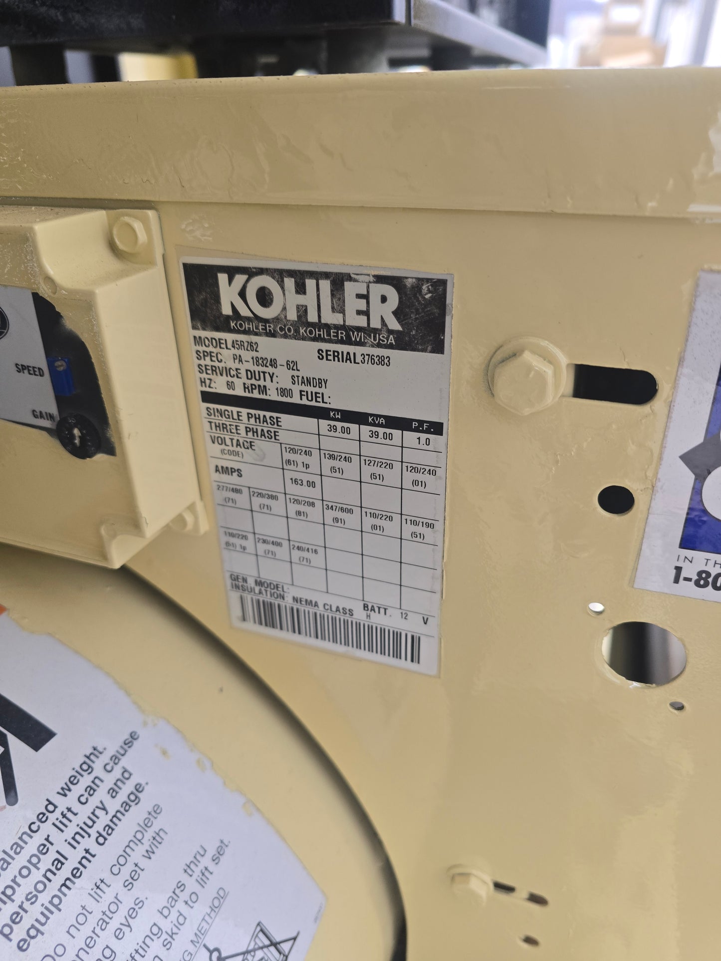 40KW 39KW NG LP Generator Kohler Ford '97 1145 Hrs TESTED-17522