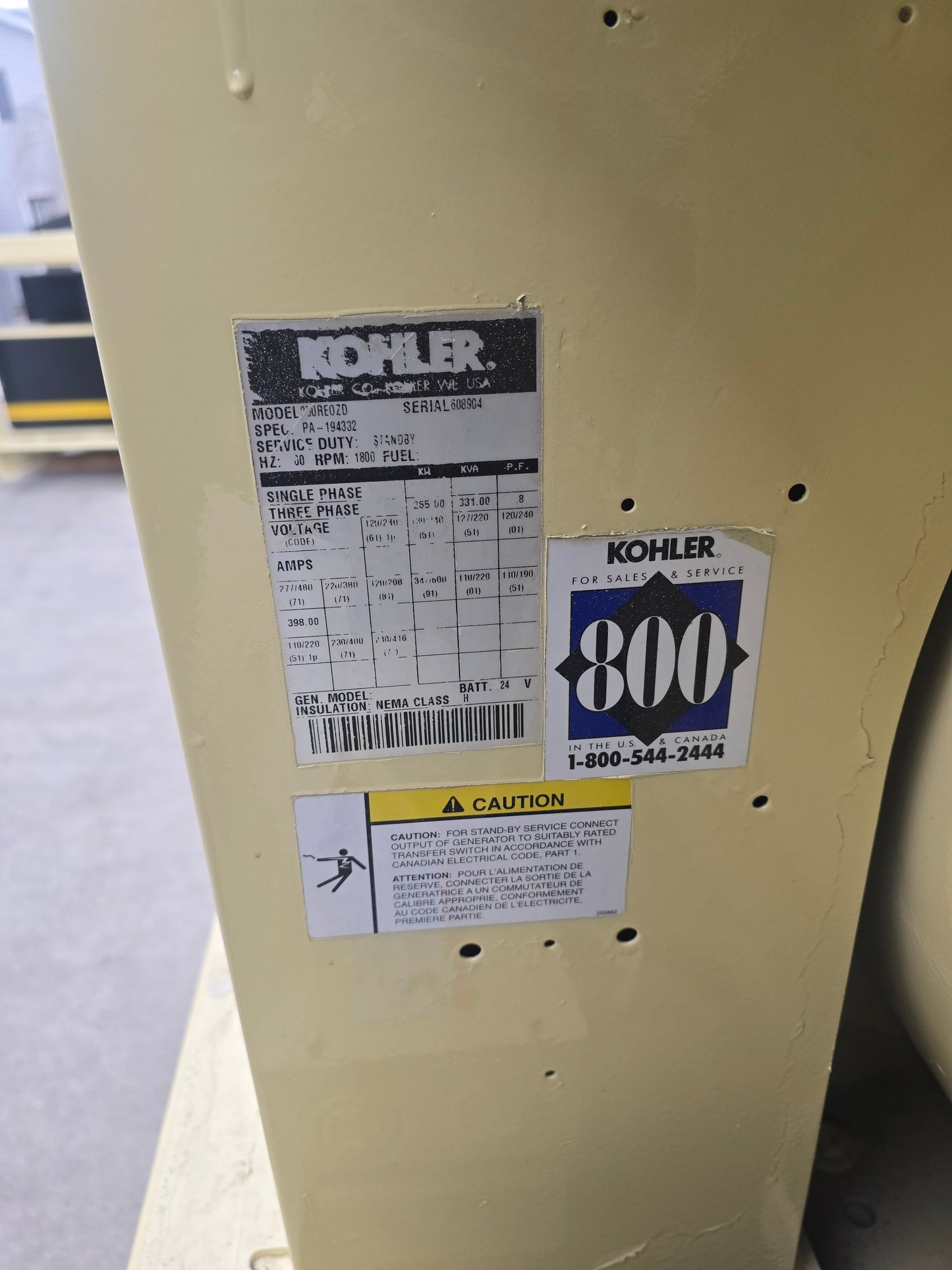 250KW 265KW Kohler 350REOZD Detroit Diesel Series 60 Generator 277/480 TESTED