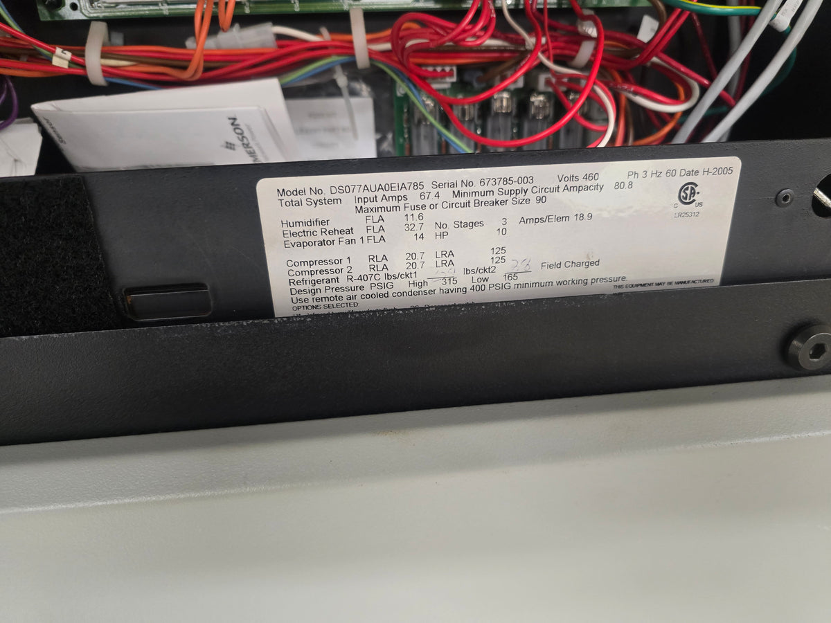 Liebert DS077AUA0EIA785 22 Ton CRAC Unit 460V 3PH Data Center AC