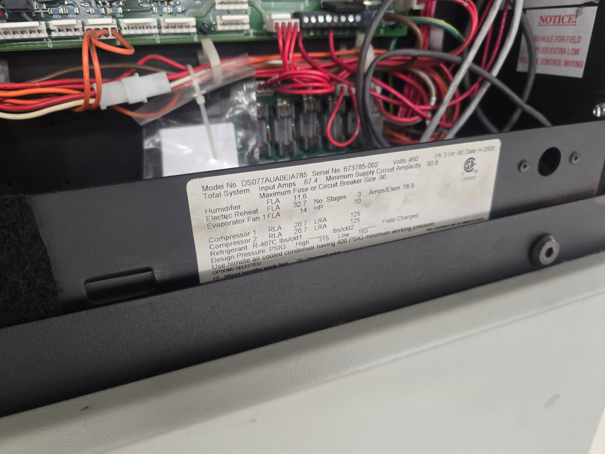 Liebert DS077AUA0EIA785 22 Ton CRAC Unit 460V 3PH Data Center AC