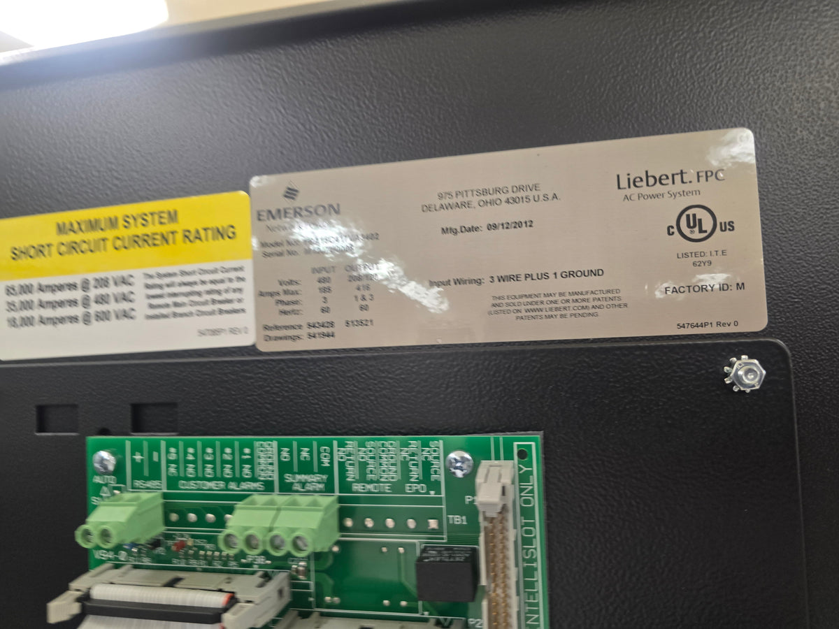Liebert FPA15C150P FPC 150kVA Power Distribution Cabinet PDU 480V to 208/120V