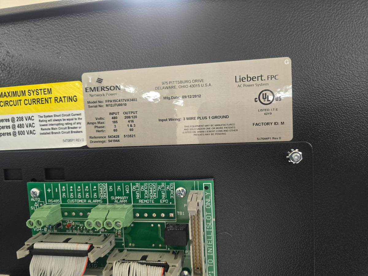 Liebert FPA15C150P FPC 150kVA Power Distribution Cabinet PDU 480V to 208/120V