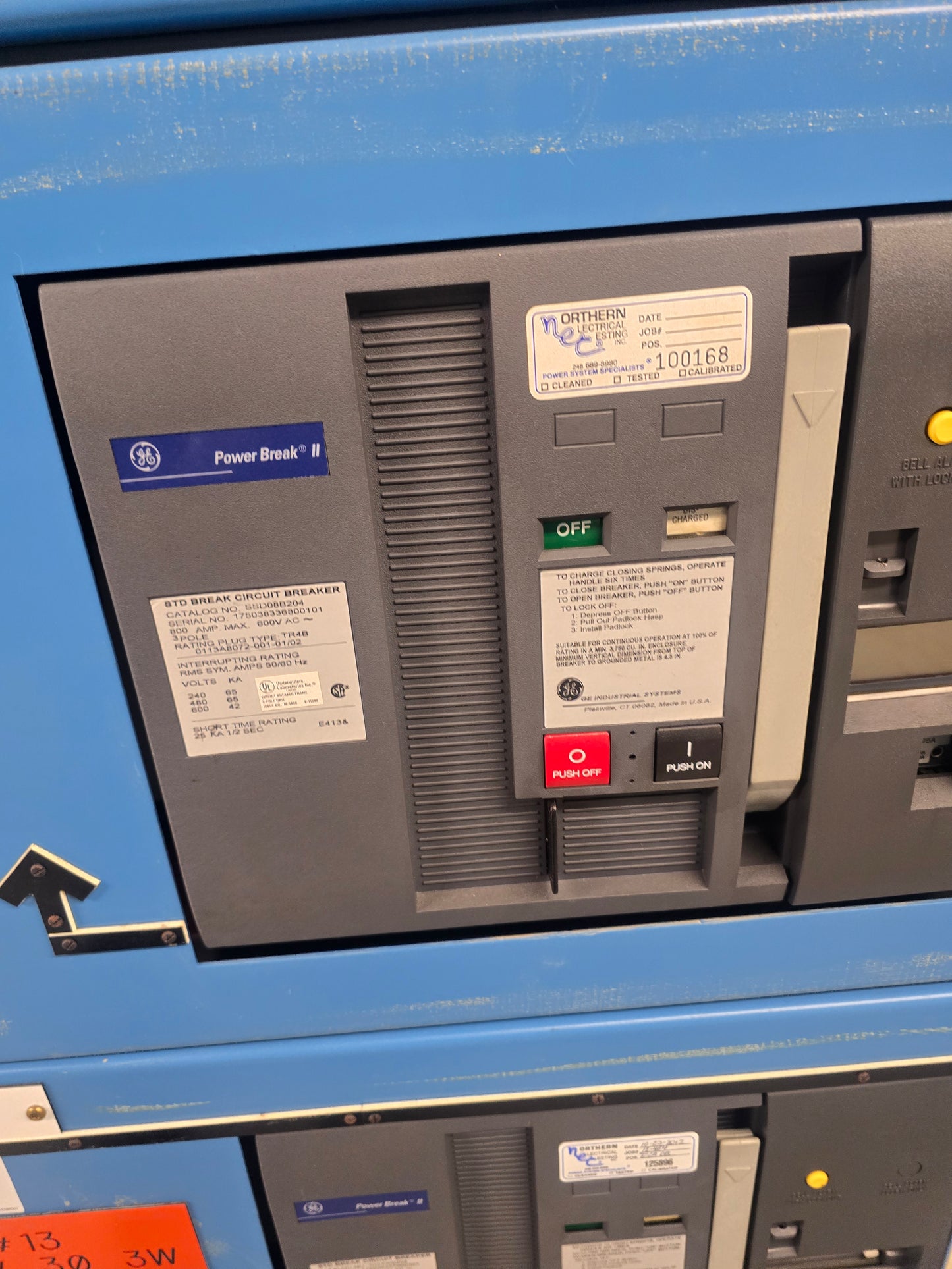 GE PowerBreak 2000A / 800A 480V 3PH Low Voltage Switchboard Lineup Switchgear