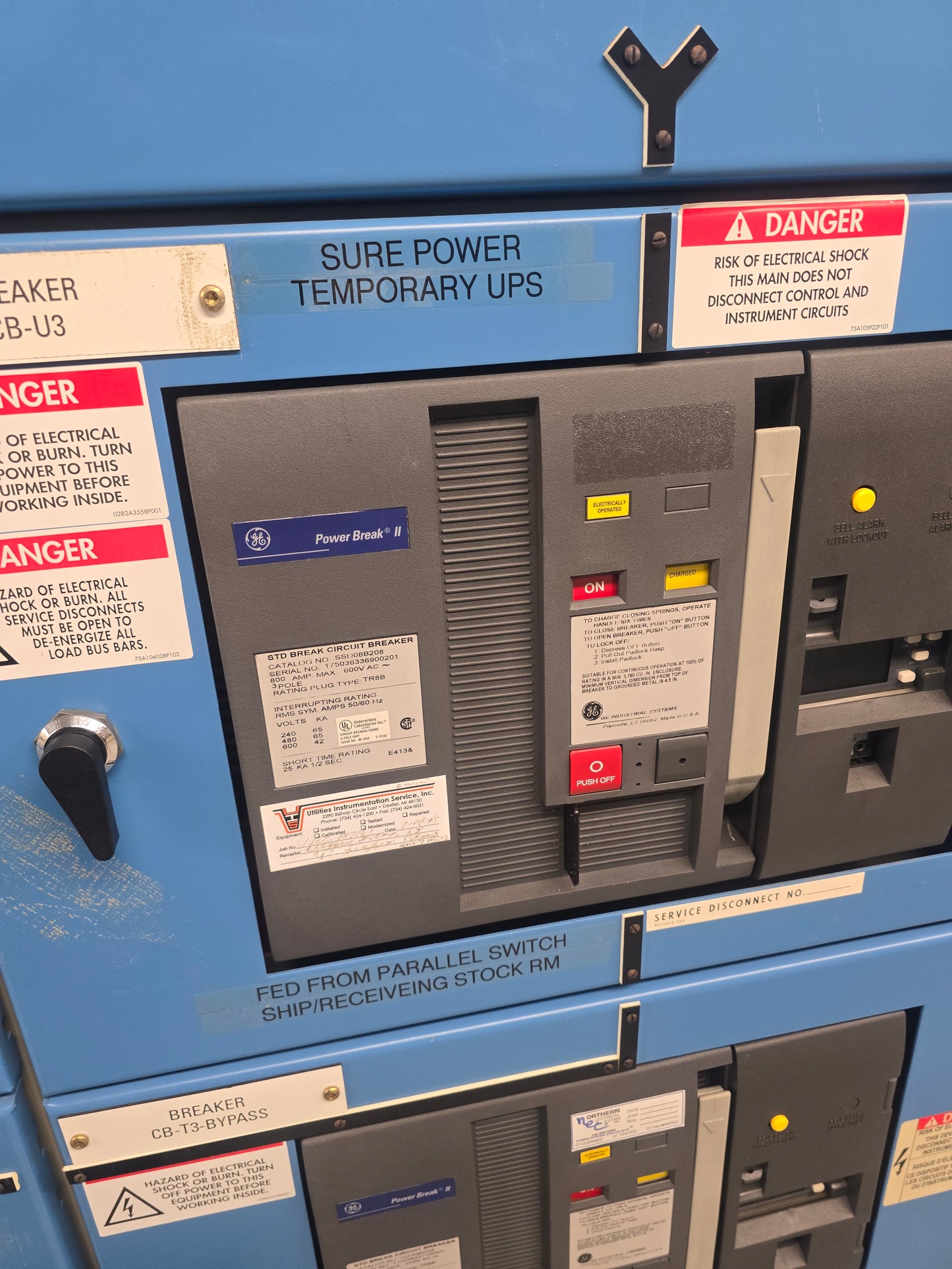 GE PowerBreak 2000A / 800A 480V 3PH Low Voltage Switchboard Lineup Switchgear
