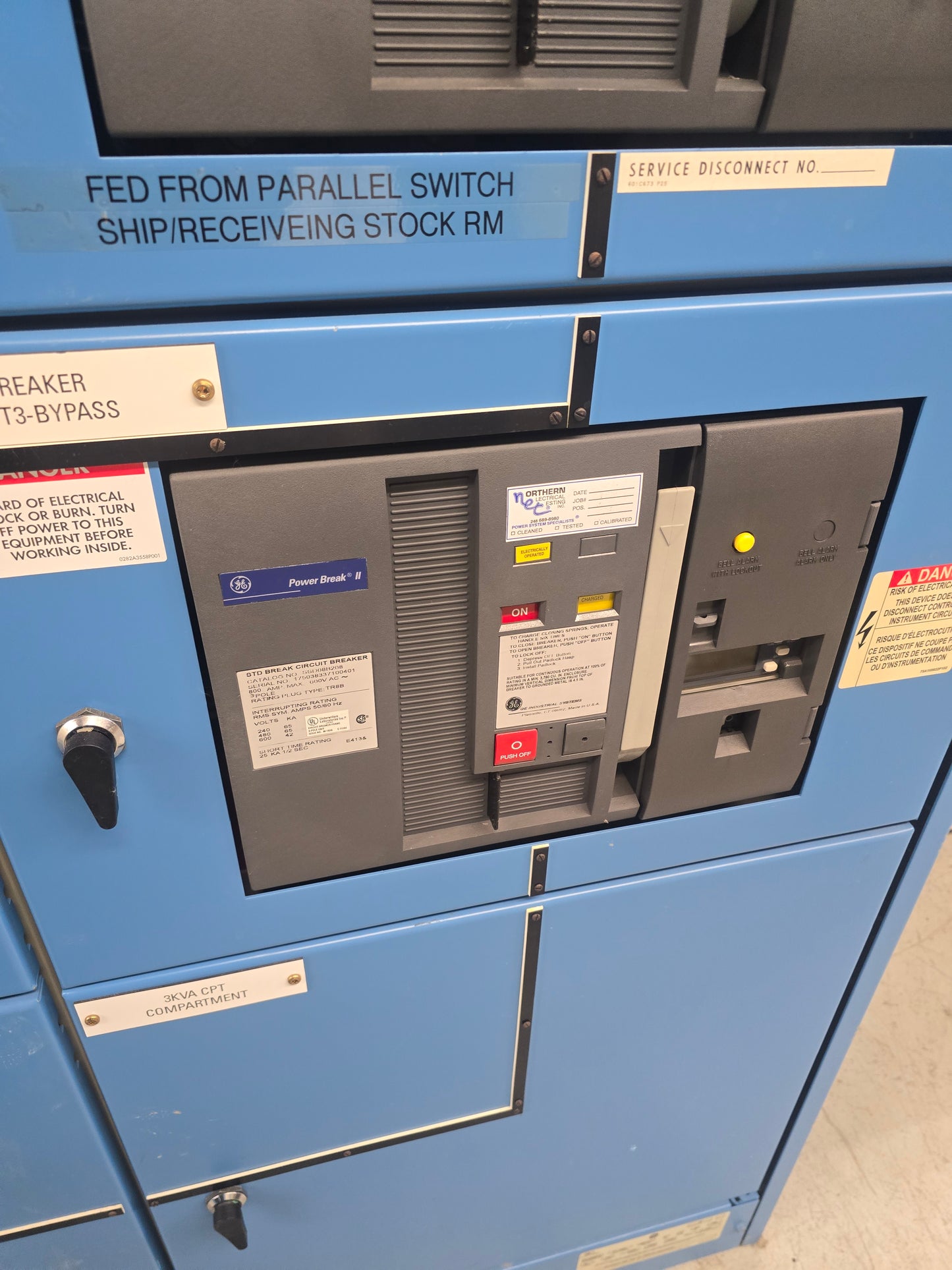 GE PowerBreak 2000A / 800A 480V 3PH Low Voltage Switchboard Lineup Switchgear