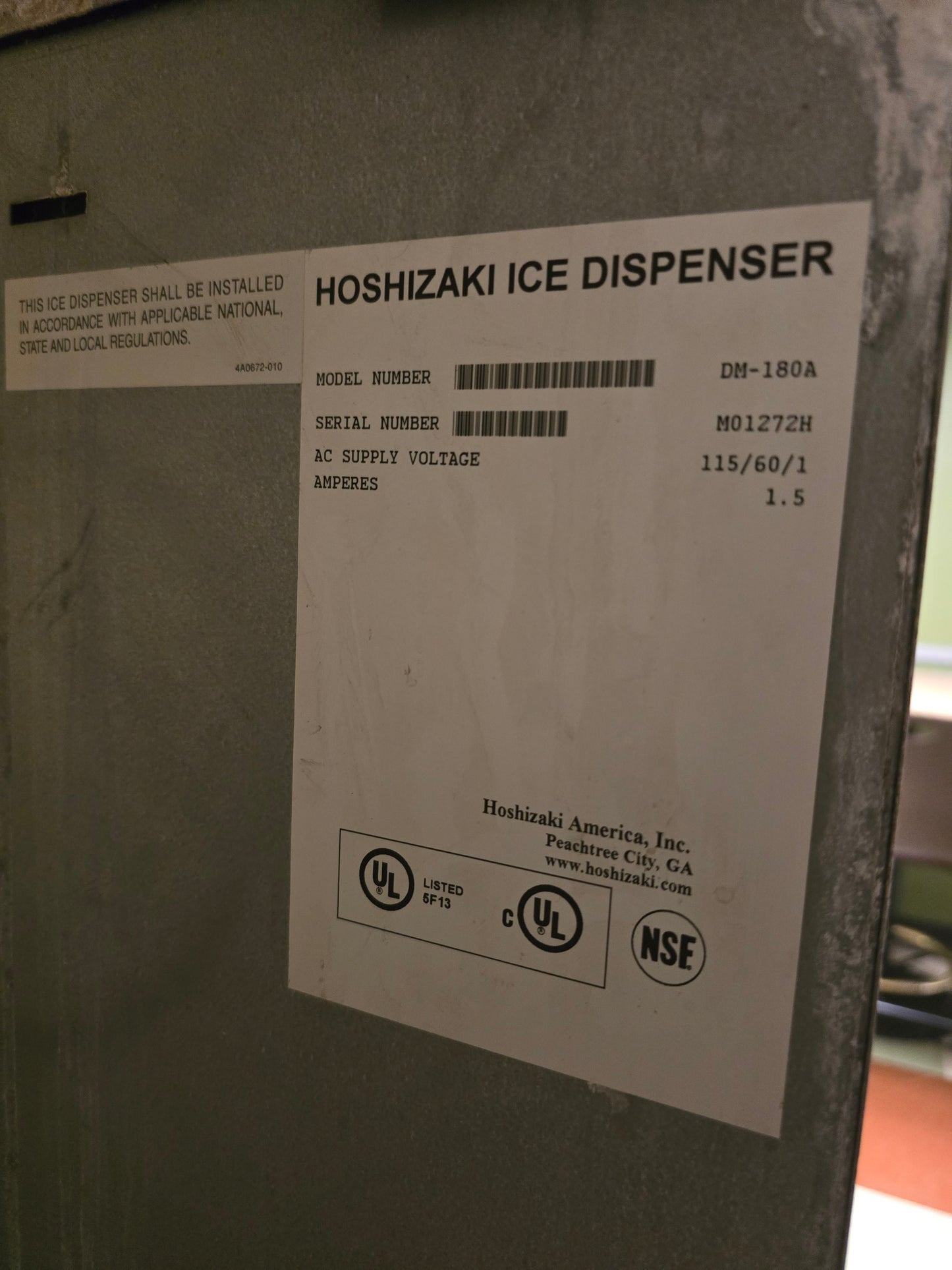 Hoshizaki KML-600MWH Crescent Cube Ice Maker & DM-180A Ice Dispenser Combo - 600lb/24h