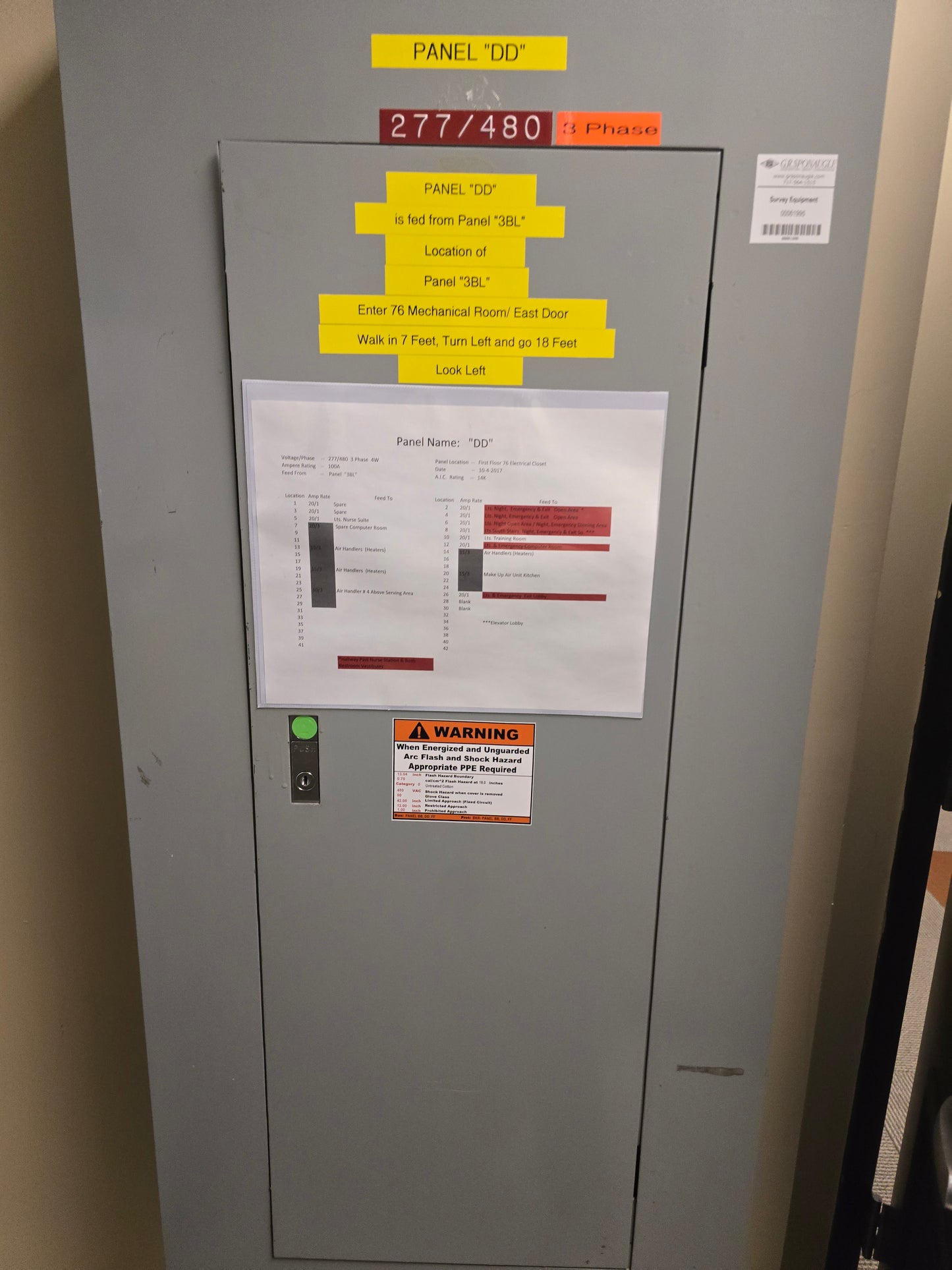 Westinghouse 225A 277/480V 3-Phase 4-Wire 42-Circuit Panelboard with Eaton EHD 14k Breakers