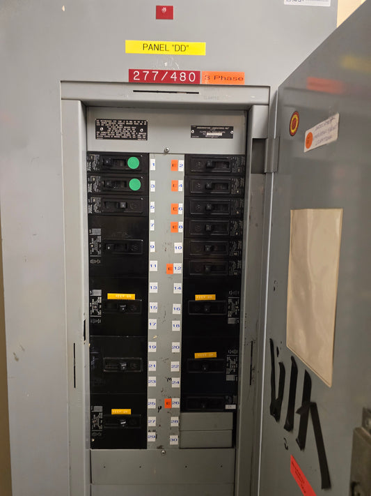 Westinghouse 225A 277/480V 3-Phase 4-Wire 42-Circuit Panelboard with Eaton EHD 14k Breakers