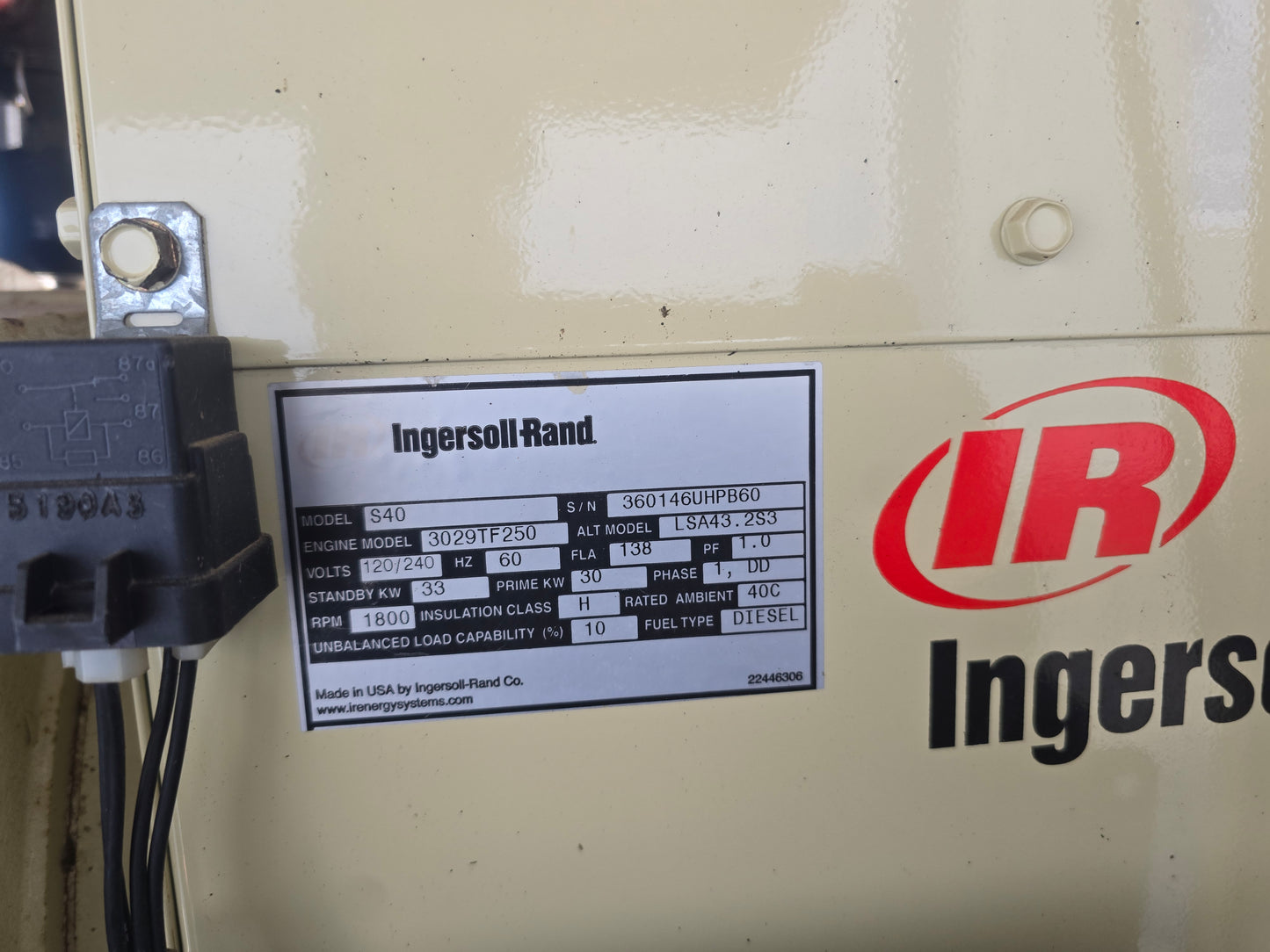 Ingersoll Rand 30KW 33KW 3029 John Deere Diesel Generator '05 126Hrs TESTED
