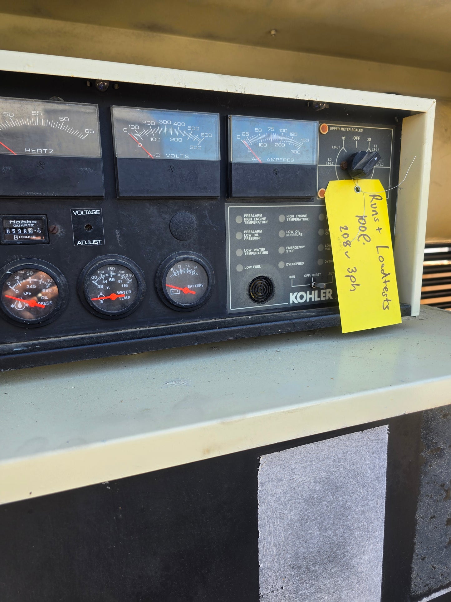 80kW Kohler 6059 John Deere Diesel Generator Enclosed w/ Tank '92 596 hrs TESTED