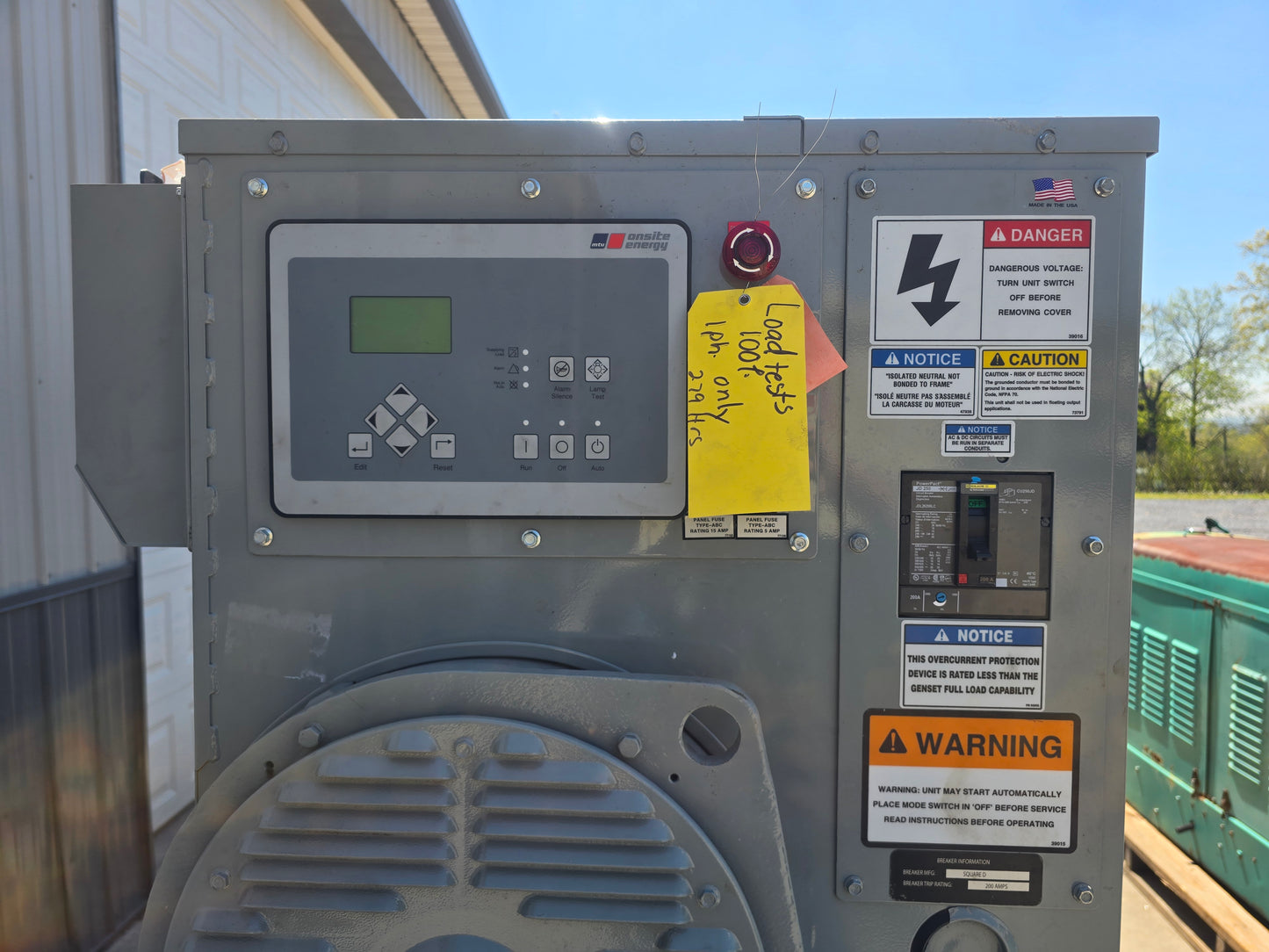 50kW MTU 4024 John Deere Diesel Generator 1Ph '12 279hrs TESTED