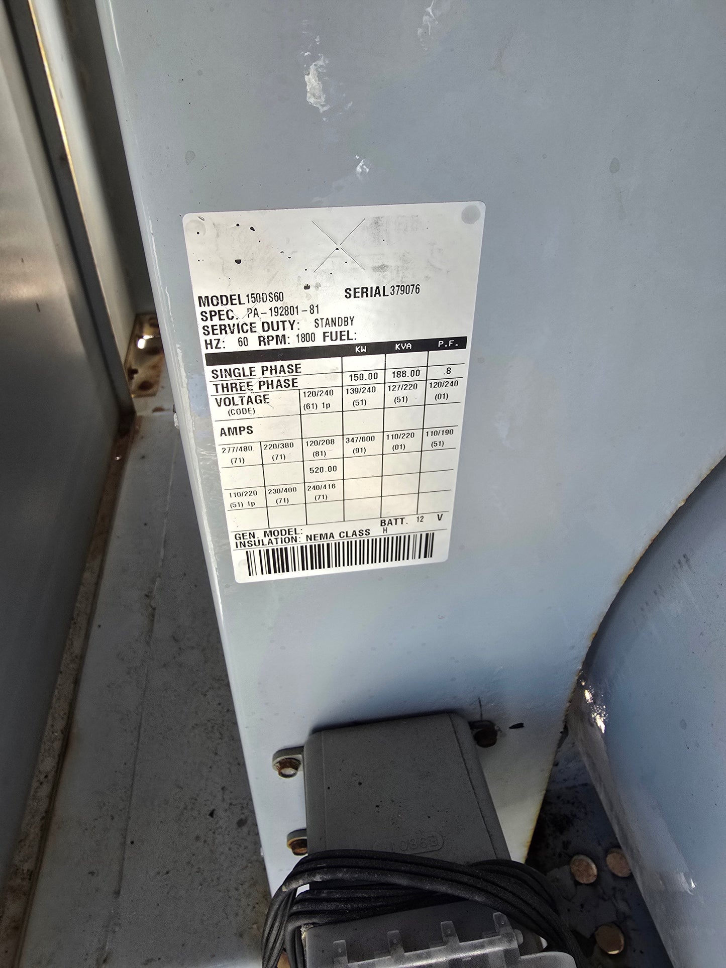 Spectrum 150KW Diesel Generator International DT460 Enclosed 1998 1122 Hrs TESTED