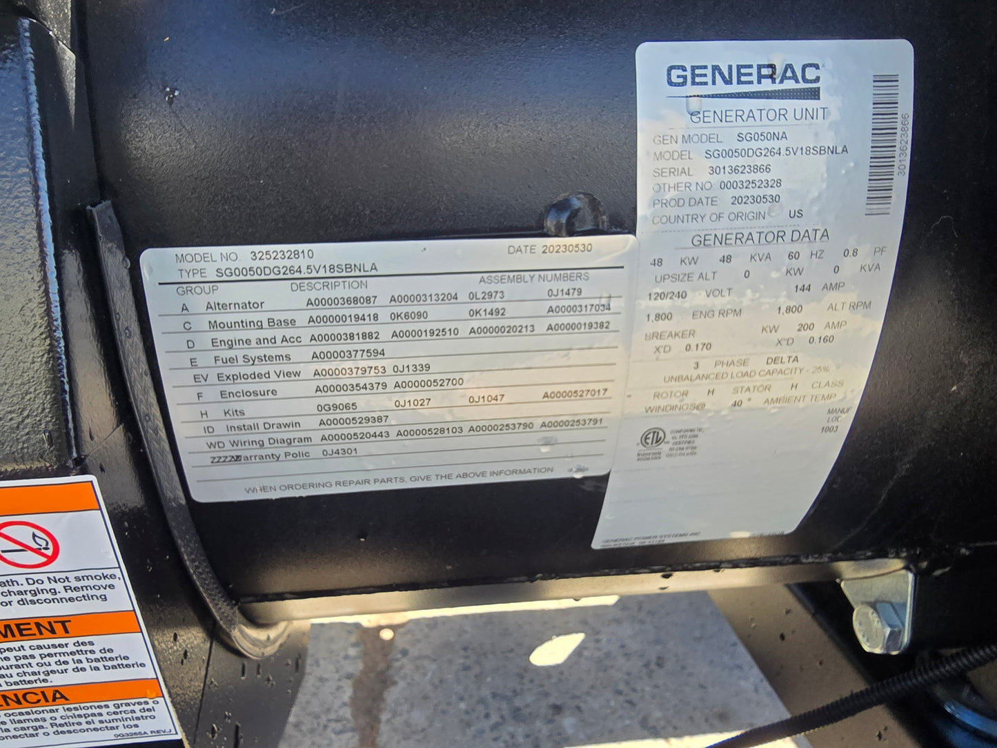 NEW Generac 50KW 48KW Natural Gas LP Propane Generator 4.5L 2023 1 Hr