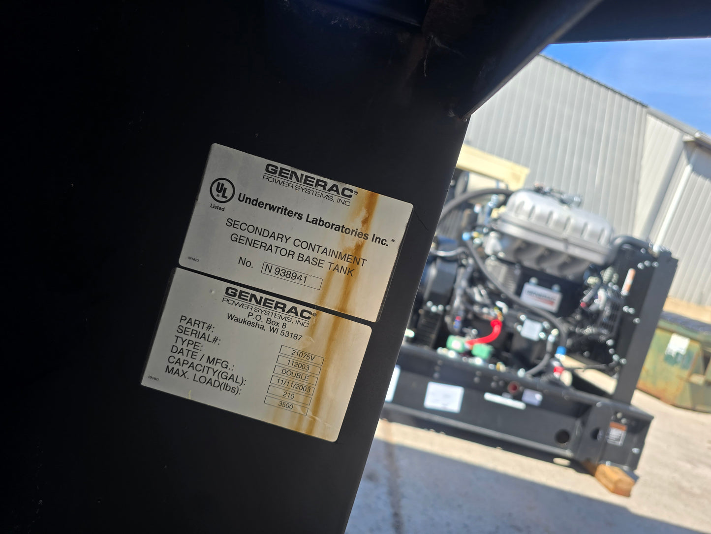 Generac 60KW Diesel Generator Mitsubishi 4034-T Enclosed Tank 2003 397Hrs TESTED