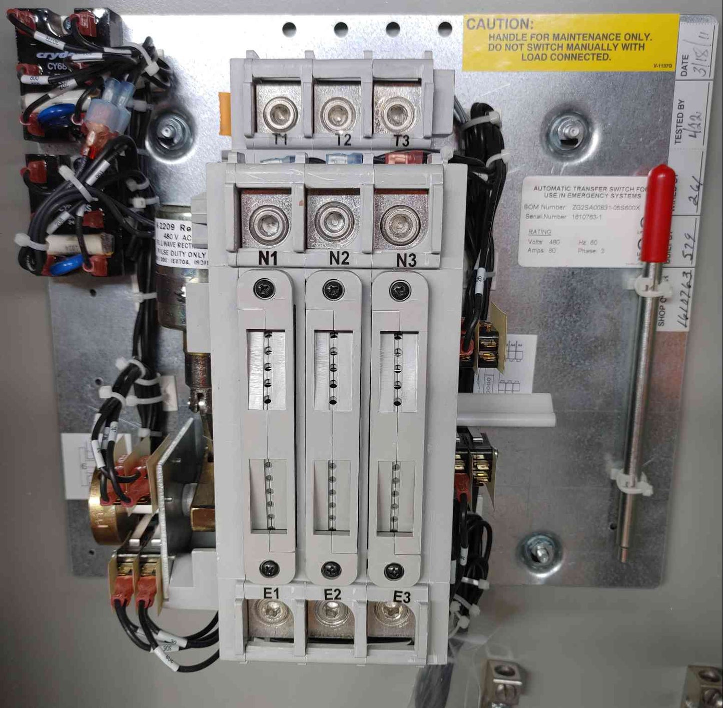 GE Zenith MX150 Automatic Transfer Switch 80 Amp 480V 3 Phase ATS ZG2SA00831
