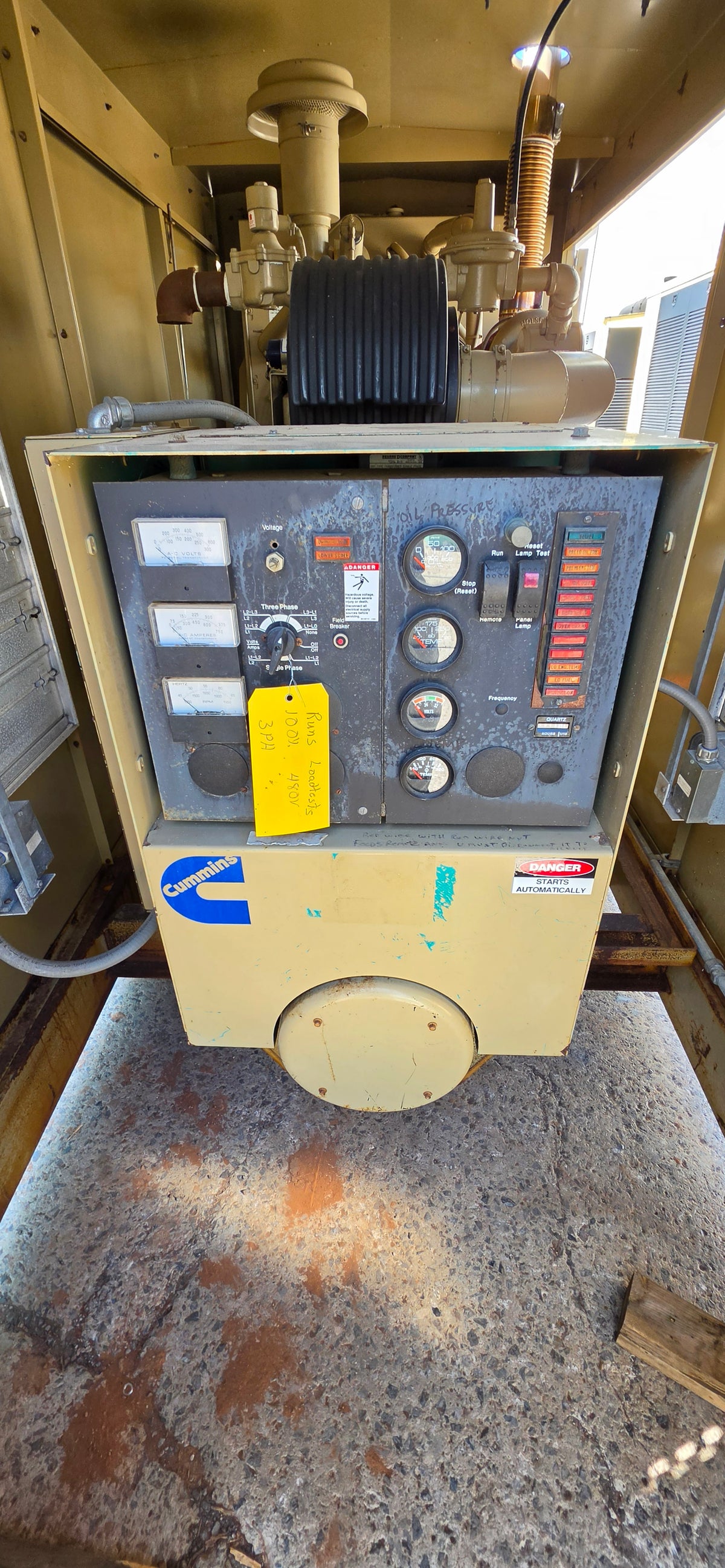 200KW Onan 855 Cummins Enclosed Nat Gas Generator '95 1088hrs