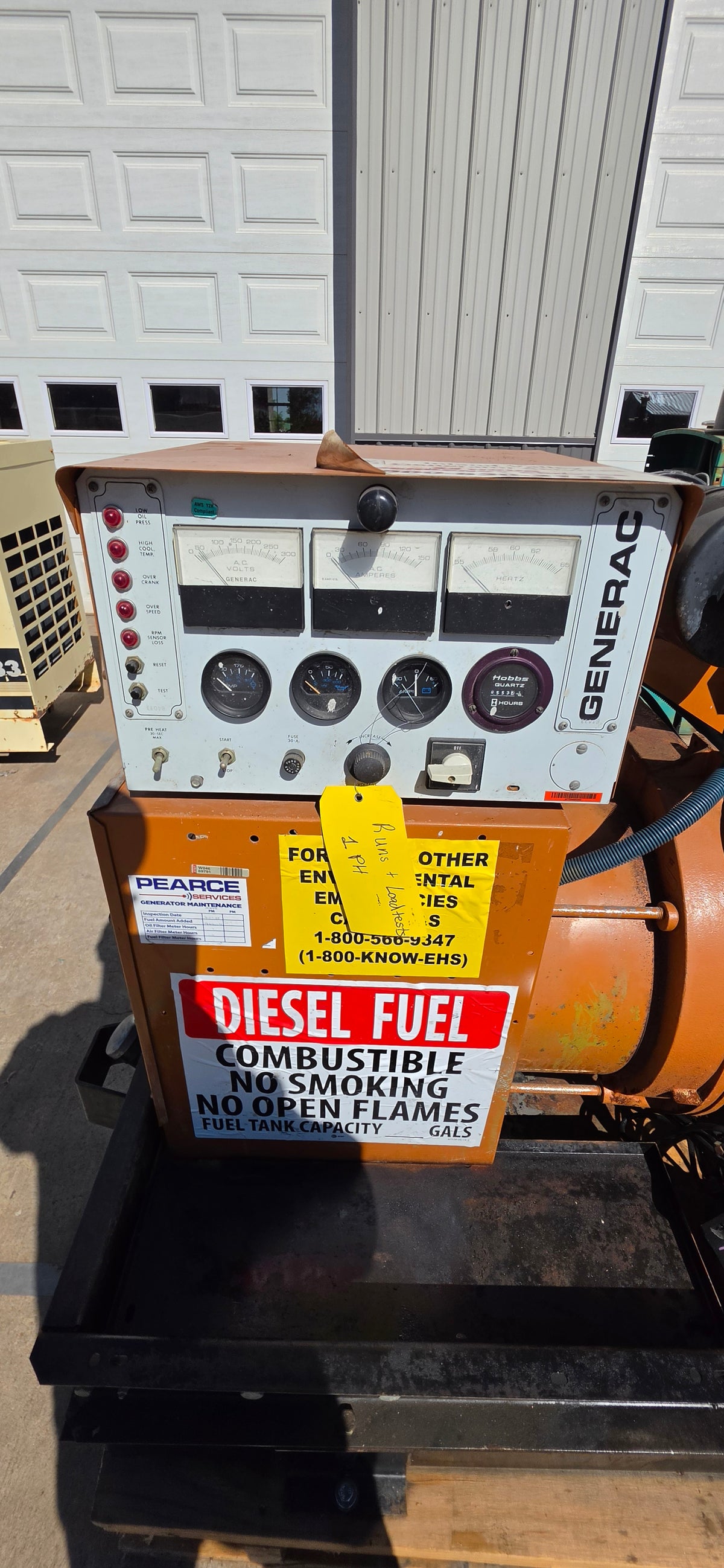 30KW Generac 3.0L Turbo Diesel Generator 120/240V 1Ph Sub Base Tank 553Hrs