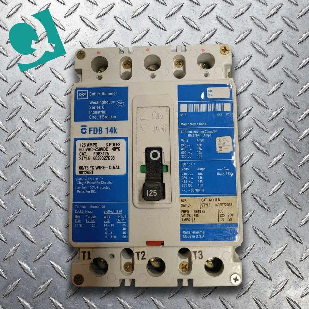 Cutler-Hammer FDB3125 Series C Industrial Circuit Breaker 125A 3POLES 600V (SKU: 110234)