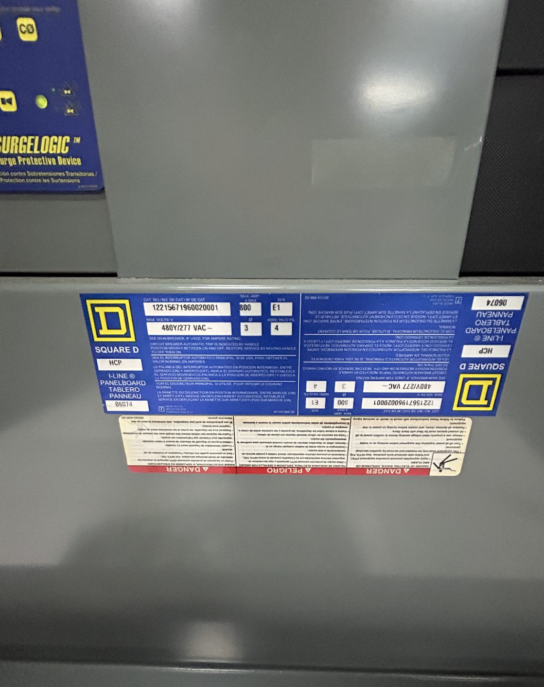 Square D HCP I-Line Panelboard 800A 480Y/277V 3PH 4W 800 Amp Interior Series E1