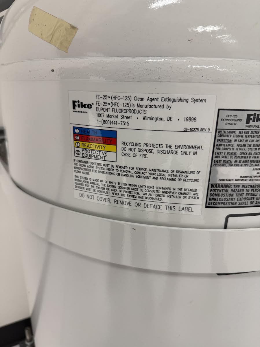 Fike FE-25 Fire Suppression Cylinder 471 lbs HFC-125 Clean Agent Tank 70-270-D-W