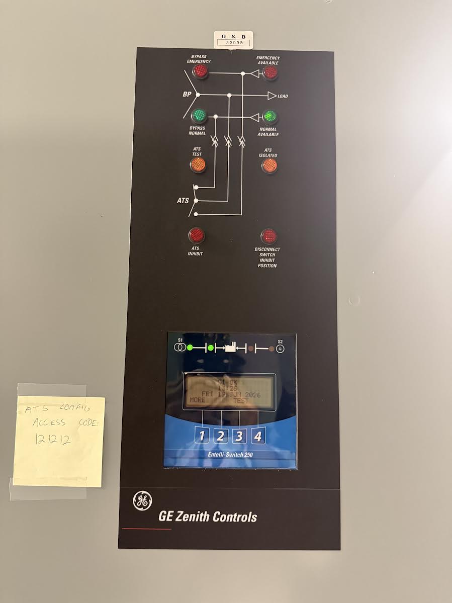 Needs datatag GE Zenith Entelli-Switch 250 460V Bypass Isolation Automatic Transfer Switch ATS