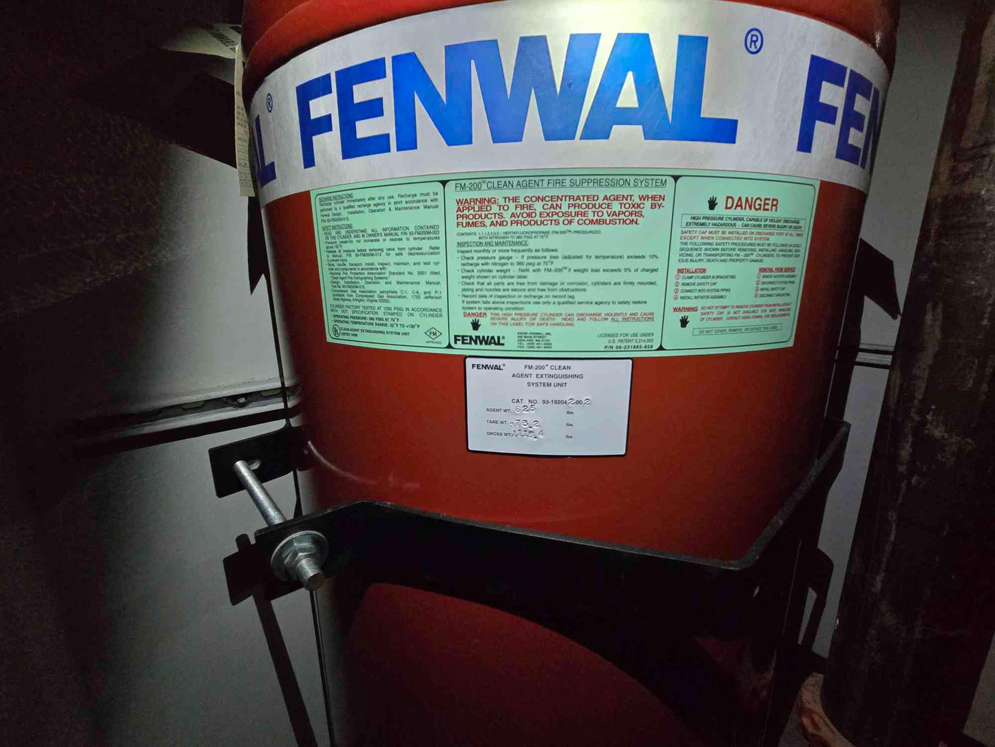 Fenwal FM-200 Clean Agent Extinguishing System Unit 625 Lbs (SKU: 111026)