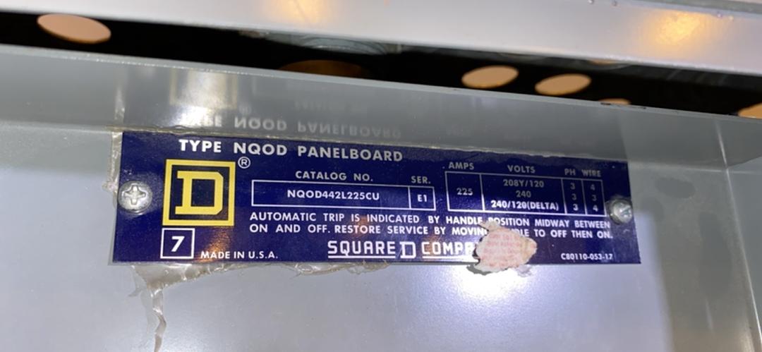 Square D NQODQ2 Complete Panelboard 225A 240V 3PH 51" Box & Trim Interior (S6LLST4104)